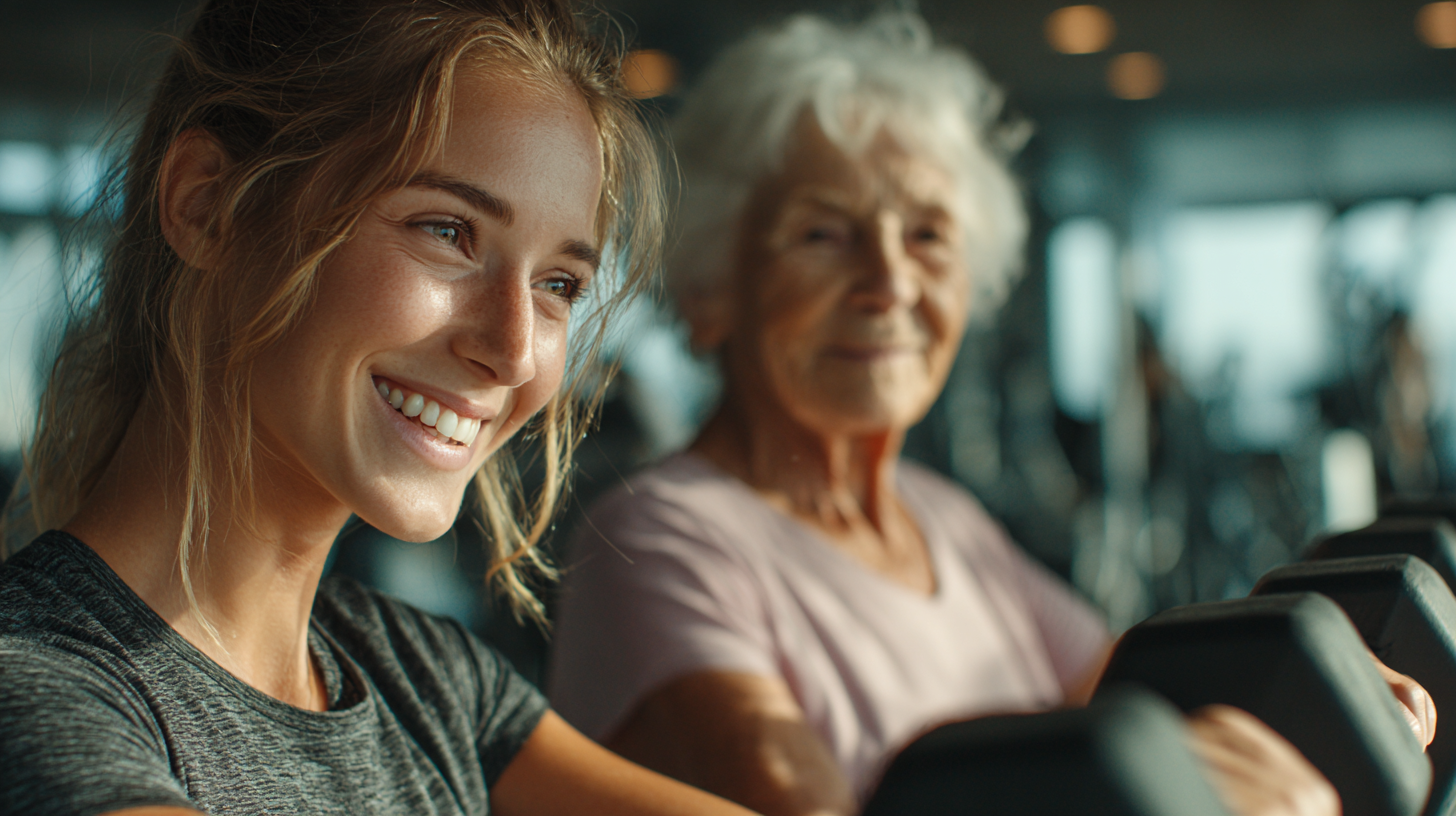 Група людей різного віку займається фітнесом разом на свіжому повітрі